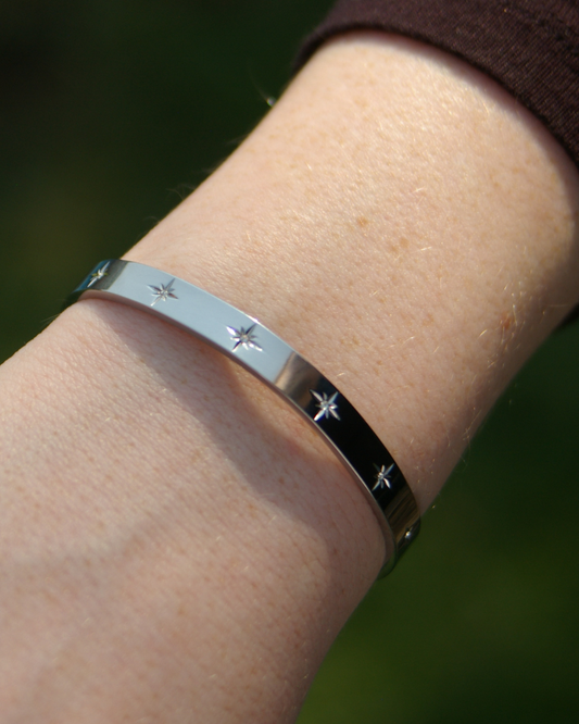 Nova Cuff Bangle in Silver