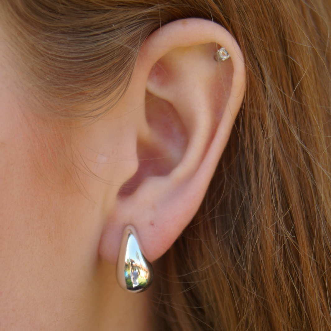 Tiny Teardrop Earrings in Silver