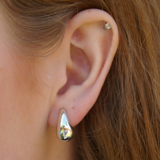 Tiny Teardrop Earrings in Silver